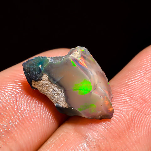 Amazing Top Grade Quality 100% Natural Welo Fire Black Ethiopian Opal Rough Loose Gemstone For Making Jewelry 16X10X7 MM 5 Cts. KR05-50 Sunkarton