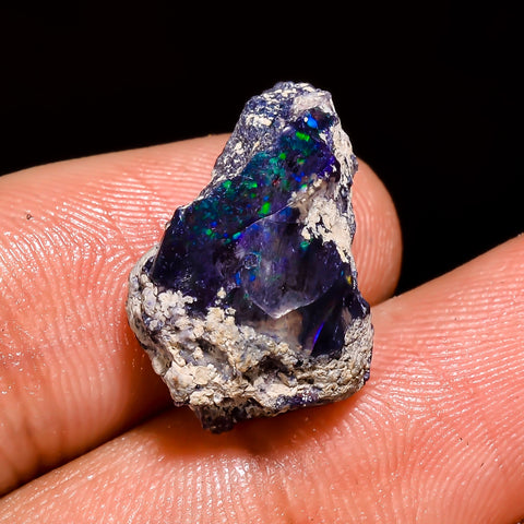 Awesome Top Grade Quality 100% Natural Welo Fire Black Ethiopian Opal Rough Loose Gemstone For Making Jewelry 18X13X9 MM 8 Cts. KR05-52 Sunkarton
