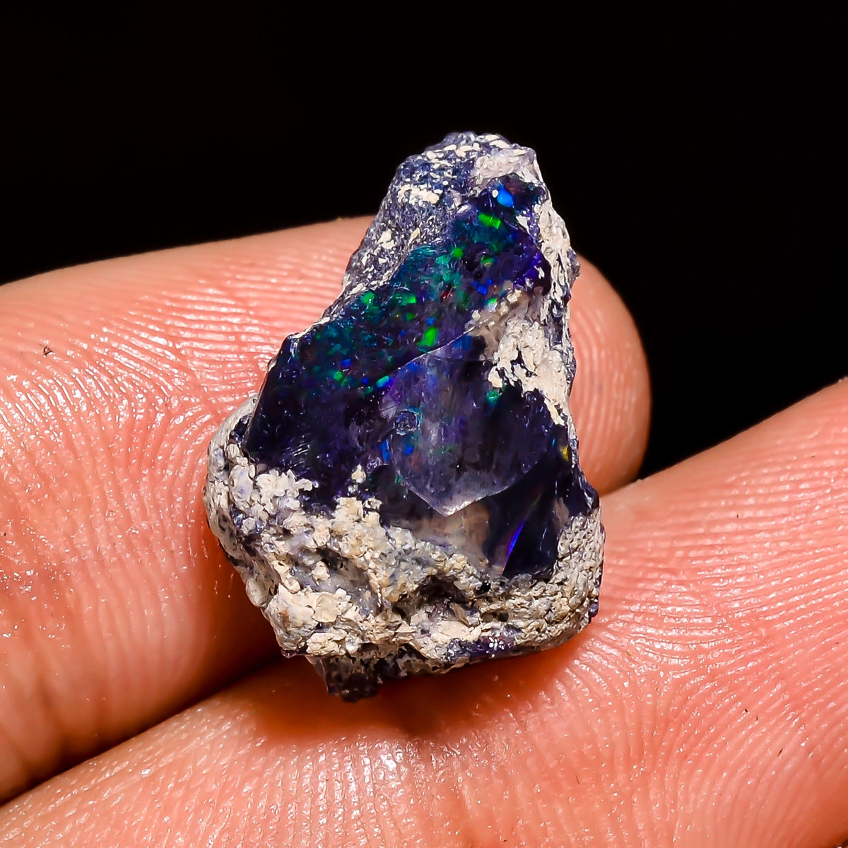 Awesome Top Grade Quality 100% Natural Welo Fire Black Ethiopian Opal Rough Loose Gemstone For Making Jewelry 18X13X9 MM 8 Cts. KR05-52 Sunkarton
