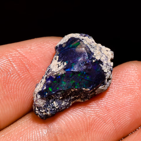 Awesome Top Grade Quality 100% Natural Welo Fire Black Ethiopian Opal Rough Loose Gemstone For Making Jewelry 18X13X9 MM 8 Cts. KR05-52 Sunkarton