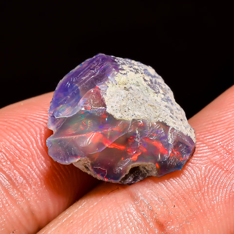 Beautiful Top Grade Quality 100% Natural Welo Fire Black Ethiopian Opal Rough Loose Gemstone For Making Jewelry 17X13X8 MM 8 Cts. KR05-53 Sunkarton