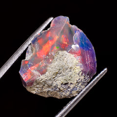 Beautiful Top Grade Quality 100% Natural Welo Fire Black Ethiopian Opal Rough Loose Gemstone For Making Jewelry 17X13X8 MM 8 Cts. KR05-53 Sunkarton