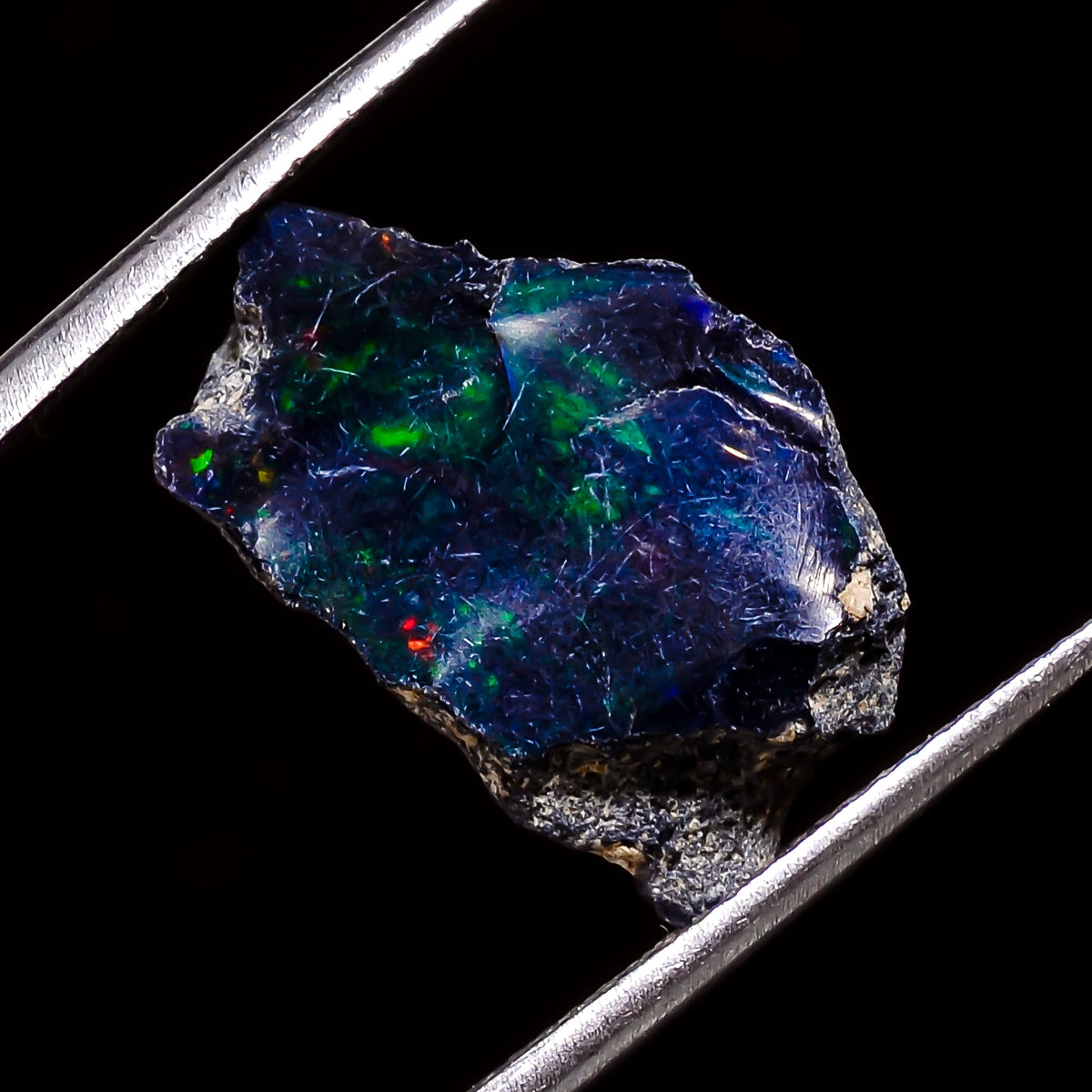 Dazzling Top Grade Quality 100% Natural Welo Fire Black Ethiopian Opal Rough Loose Gemstone For Making Jewelry 17X11X7 MM 5 Cts. KR05-55 Sunkarton
