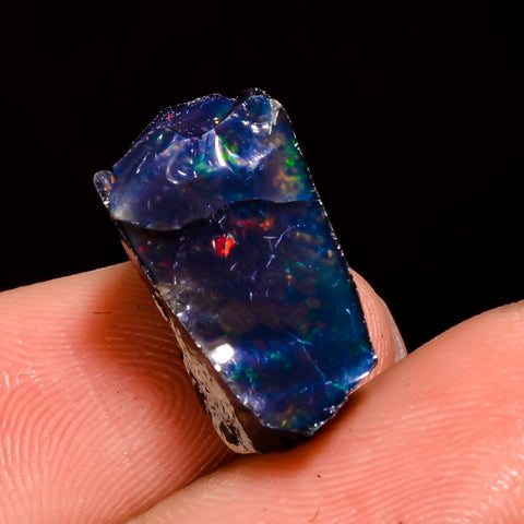 Elegant Top Grade Quality 100% Natural Welo Fire Black Ethiopian Opal Rough Loose Gemstone For Making Jewelry 17X9X8 MM 5.5 Cts. KR05-58 Sunkarton