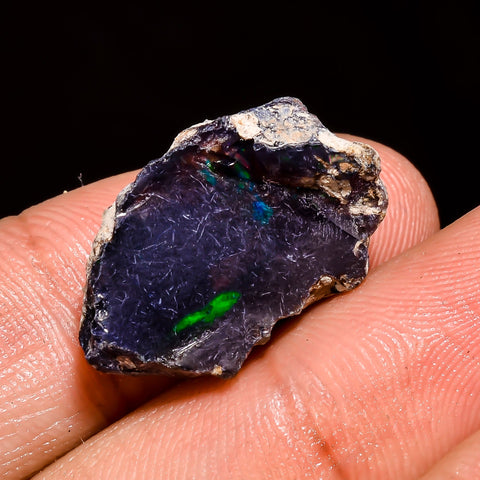 Fabulous Top Grade Quality 100% Natural Welo Fire Black Ethiopian Opal Rough Loose Gemstone For Making Jewelry 20X13X7 MM 7 Cts. KR05-59 Sunkarton