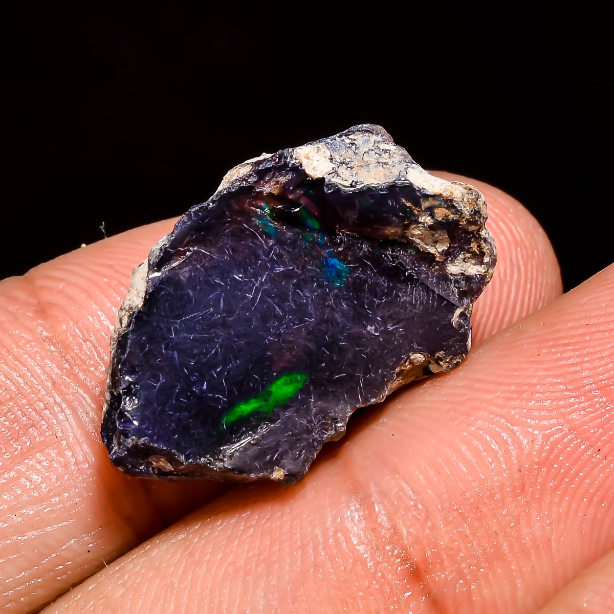 Fabulous Top Grade Quality 100% Natural Welo Fire Black Ethiopian Opal Rough Loose Gemstone For Making Jewelry 20X13X7 MM 7 Cts. KR05-59 Sunkarton