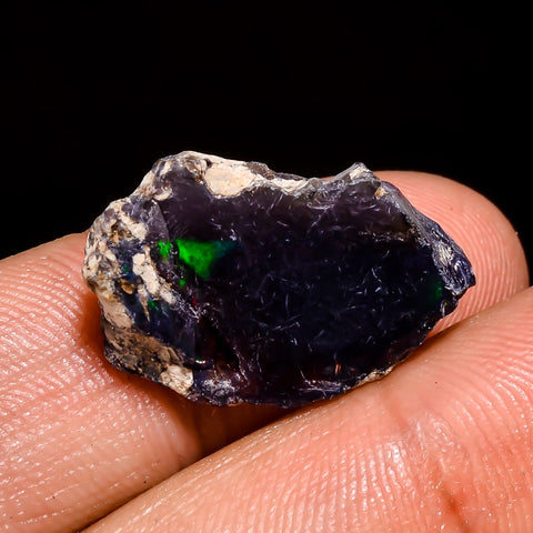 Fabulous Top Grade Quality 100% Natural Welo Fire Black Ethiopian Opal Rough Loose Gemstone For Making Jewelry 20X13X7 MM 7 Cts. KR05-59 Sunkarton