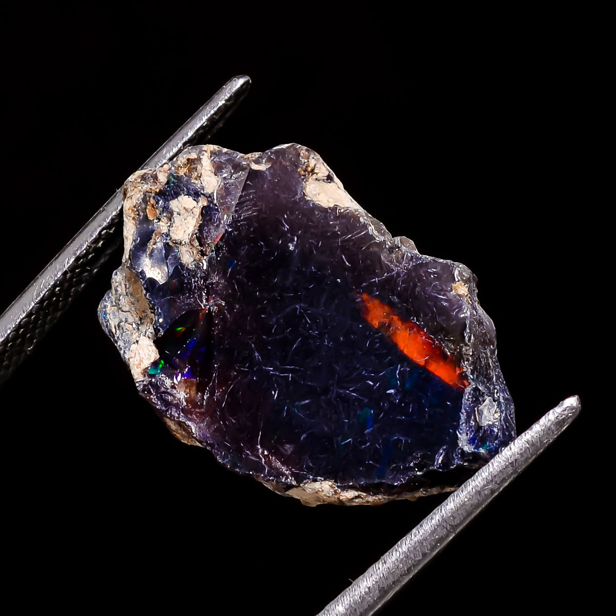 Fabulous Top Grade Quality 100% Natural Welo Fire Black Ethiopian Opal Rough Loose Gemstone For Making Jewelry 20X13X7 MM 7 Cts. KR05-59 Sunkarton