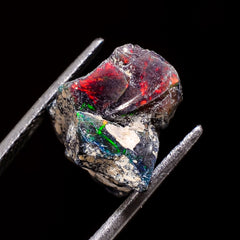 Incredible Top Grade Quality 100% Natural Welo Fire Black Ethiopian Opal Rough Loose Gemstone For Making Jewelry 17X10X9 MM 5 Cts. KR05-63 Sunkarton