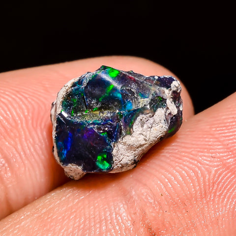 Mind Blowing Top Grade Quality 100% Natural Welo Fire Black Ethiopian Opal Rough Loose Gemstone For Making Jewelry 13X10X8 MM 5 Cts. KR05-65 Sunkarton