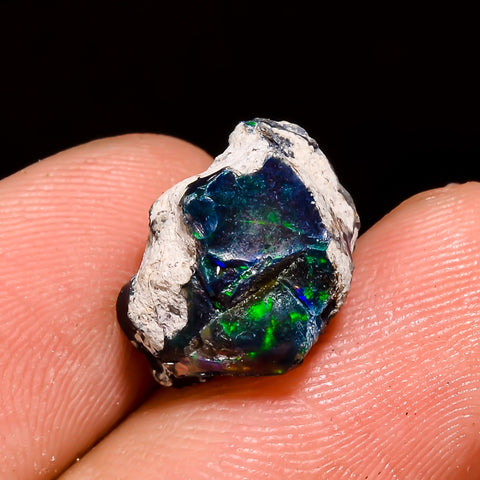 Mind Blowing Top Grade Quality 100% Natural Welo Fire Black Ethiopian Opal Rough Loose Gemstone For Making Jewelry 13X10X8 MM 5 Cts. KR05-65 Sunkarton