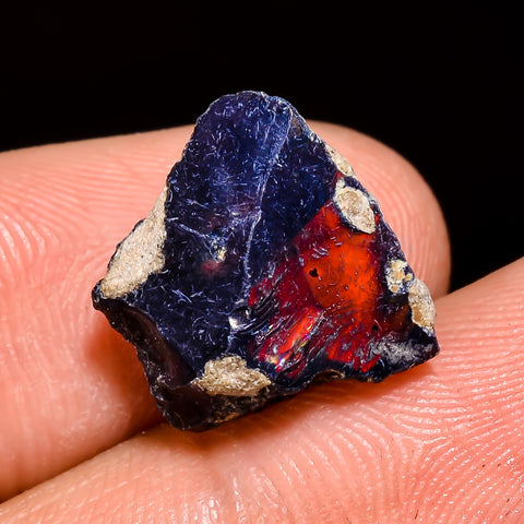Outstanding Top Grade Quality 100% Natural Welo Fire Blue Ethiopian Opal Rough Loose Gemstone For Making Jewelry 13X12X8 MM 5 Cts. KR05-66 Sunkarton
