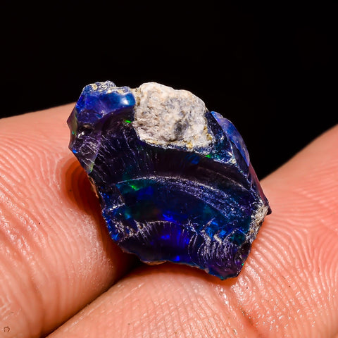 Splendid Top Grade Quality 100% Natural Welo Fire Blue Ethiopian Opal Rough Loose Gemstone For Making Jewelry 15X10X9 MM 5 Cts. KR05-67 Sunkarton