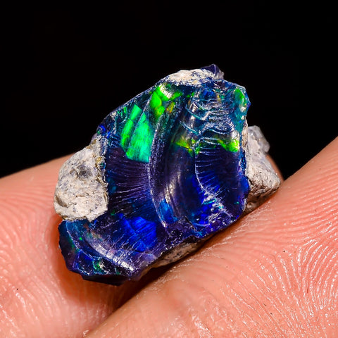 Splendid Top Grade Quality 100% Natural Welo Fire Blue Ethiopian Opal Rough Loose Gemstone For Making Jewelry 15X10X9 MM 5 Cts. KR05-67 Sunkarton