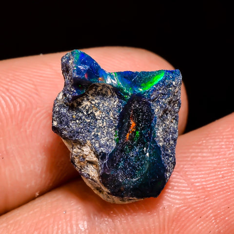 Superb Top Grade Quality 100% Natural Welo Fire Blue Ethiopian Opal Rough Loose Gemstone For Making Jewelry 16X12X10 MM 6.5 Cts. KR05-68 Sunkarton