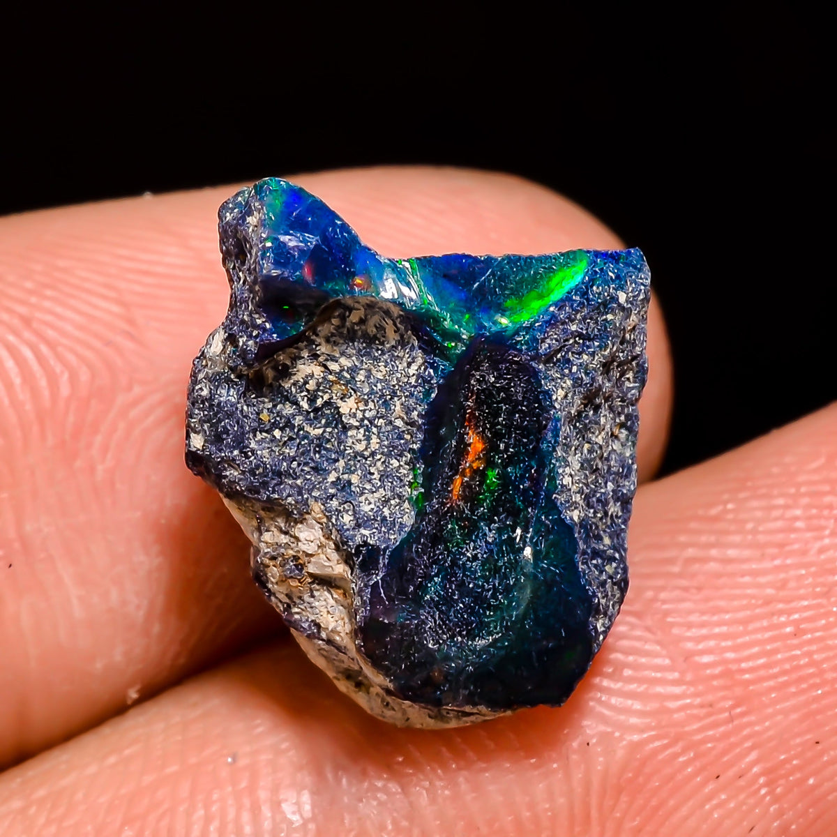 Superb Top Grade Quality 100% Natural Welo Fire Blue Ethiopian Opal Rough Loose Gemstone For Making Jewelry 16X12X10 MM 6.5 Cts. KR05-68 Sunkarton
