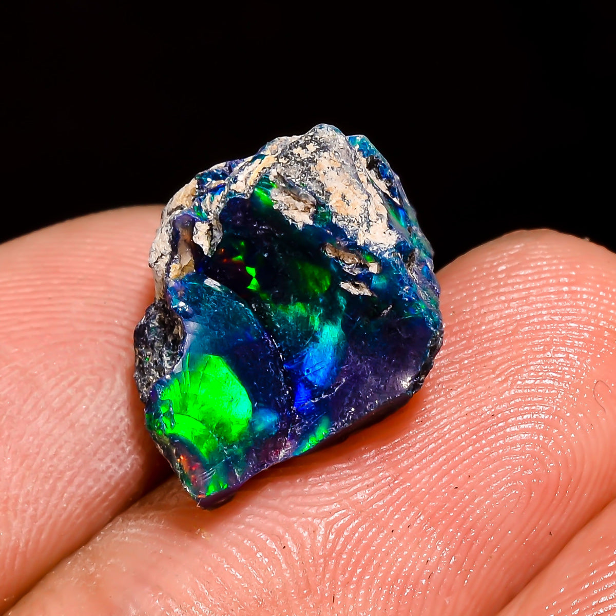 Superb Top Grade Quality 100% Natural Welo Fire Blue Ethiopian Opal Rough Loose Gemstone For Making Jewelry 16X12X10 MM 6.5 Cts. KR05-68 Sunkarton
