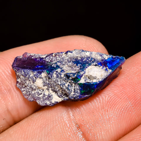 Stunning Top Grade Quality 100% Natural Welo Fire Blue Ethiopian Opal Rough Loose Gemstone For Making Jewelry 22X10X6 MM 5.5 Cts. KR05-69 Sunkarton