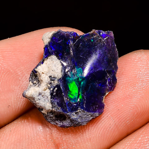 Supreme Top Grade Quality 100% Natural Welo Fire Blue Ethiopian Opal Rough Loose Gemstone For Making Jewelry 19X14X6 MM 7 Cts. KR05-70 Sunkarton