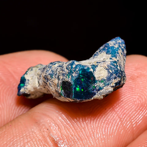 Tempting Top Grade Quality 100% Natural Welo Fire Blue Ethiopian Opal Rough Loose Gemstone For Making Jewelry 18X13X6 MM 6 Cts. KR05-71 Sunkarton