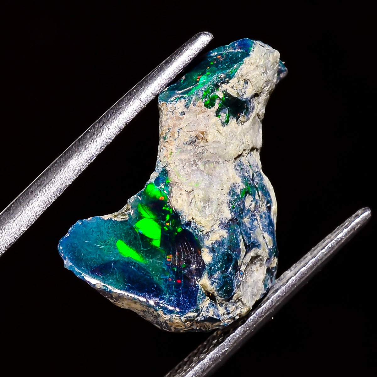 Tempting Top Grade Quality 100% Natural Welo Fire Blue Ethiopian Opal Rough Loose Gemstone For Making Jewelry 18X13X6 MM 6 Cts. KR05-71 Sunkarton