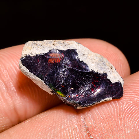 Unique Top Grade Quality 100% Natural Welo Fire Black Ethiopian Opal Rough Loose Gemstone For Making Jewelry 19X10X8 MM 5.5 Cts. KR05-73 Sunkarton