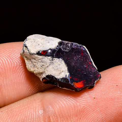 Unique Top Grade Quality 100% Natural Welo Fire Black Ethiopian Opal Rough Loose Gemstone For Making Jewelry 19X10X8 MM 5.5 Cts. KR05-73 Sunkarton
