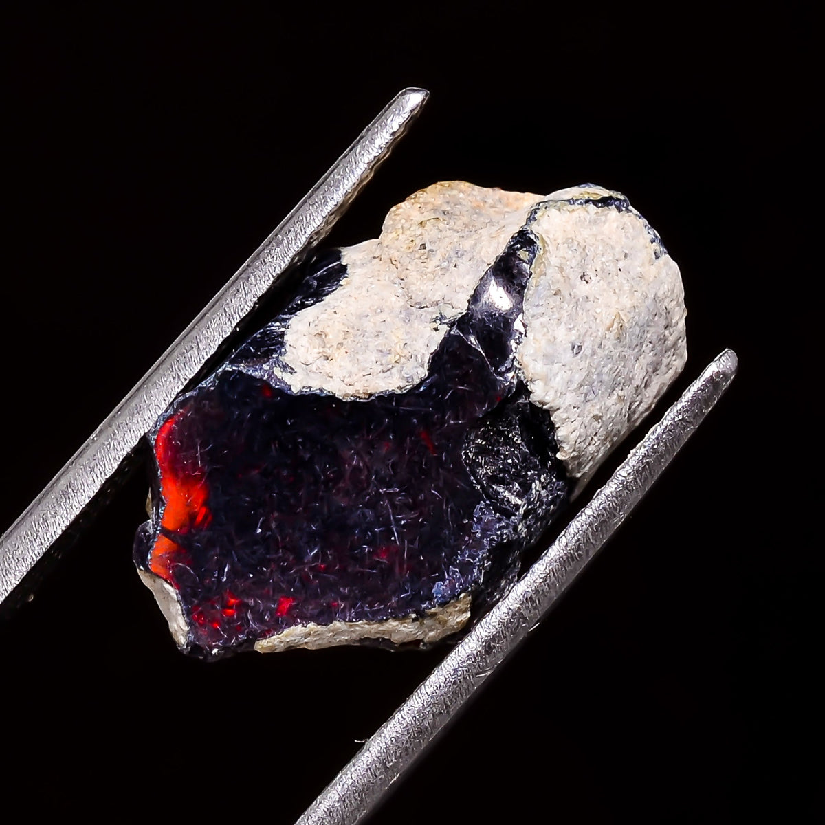 Unique Top Grade Quality 100% Natural Welo Fire Black Ethiopian Opal Rough Loose Gemstone For Making Jewelry 19X10X8 MM 5.5 Cts. KR05-73 Sunkarton