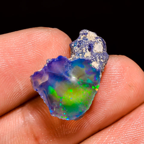 Wonderful Top Grade Quality 100% Natural Welo Fire Black Ethiopian Opal Rough Loose Gemstone For Making Jewelry 20X11X9 MM 6.5 Cts. KR05-74 Sunkarton