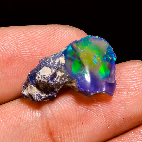 Wonderful Top Grade Quality 100% Natural Welo Fire Black Ethiopian Opal Rough Loose Gemstone For Making Jewelry 20X11X9 MM 6.5 Cts. KR05-74 Sunkarton