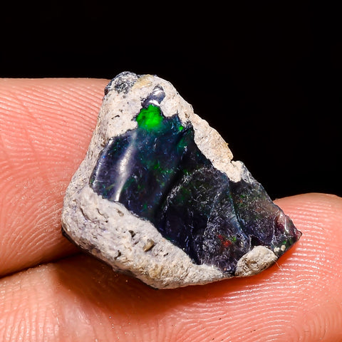 Attractive Top Grade Quality 100% Natural Welo Fire Black Ethiopian Opal Rough Loose Gemstone For Making Jewelry 17X13X8 MM 7 Cts. KR05-76 Sunkarton
