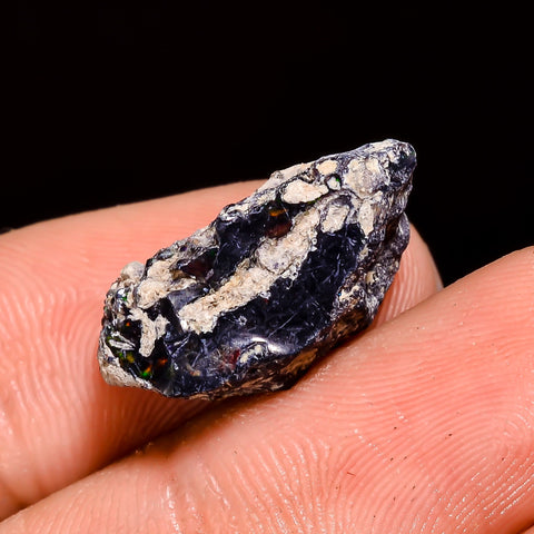 Awesome Top Grade Quality 100% Natural Welo Fire Black Ethiopian Opal Rough Loose Gemstone For Making Jewelry 18X9X7 MM 5.5 Cts. KR05-77 Sunkarton
