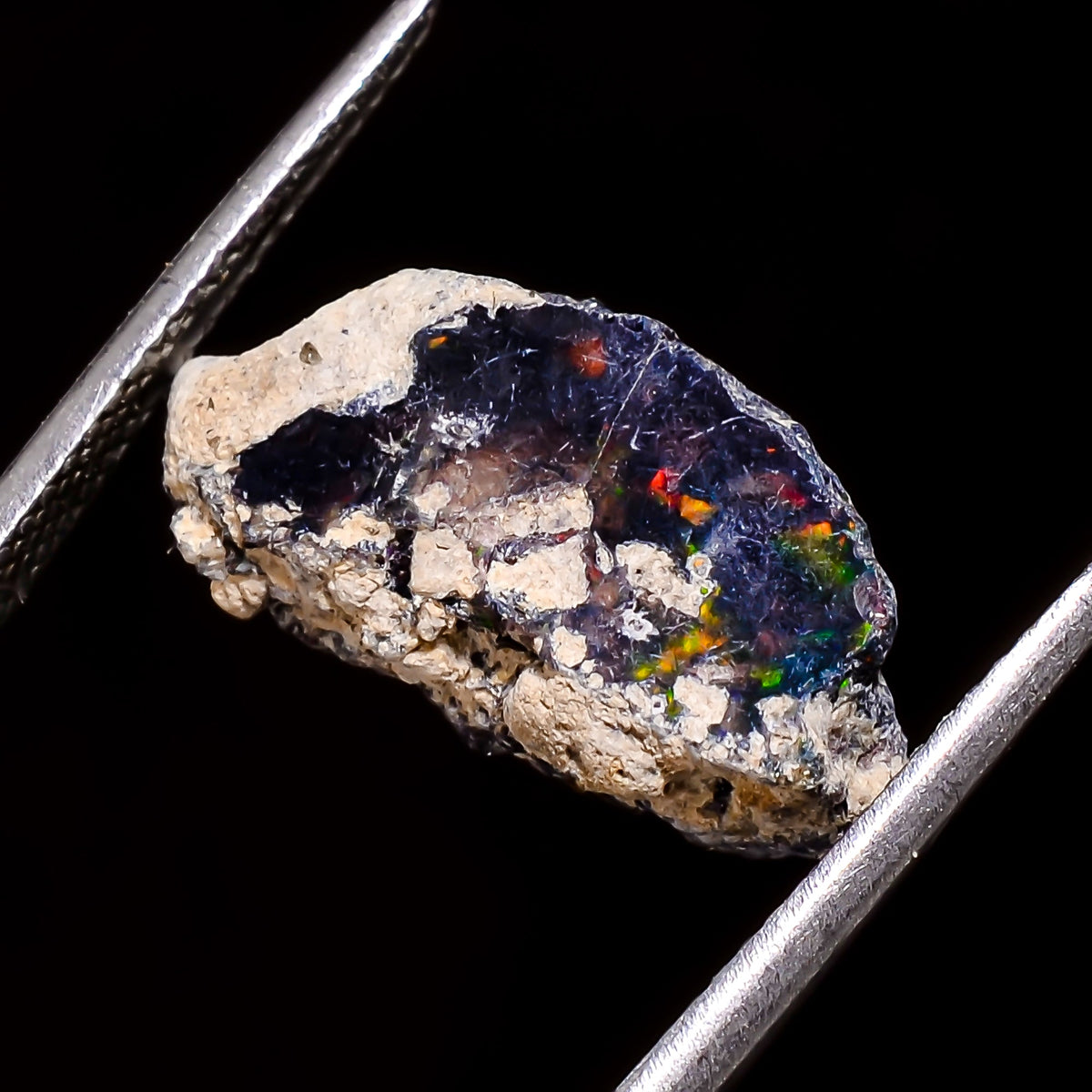 Awesome Top Grade Quality 100% Natural Welo Fire Black Ethiopian Opal Rough Loose Gemstone For Making Jewelry 18X9X7 MM 5.5 Cts. KR05-77 Sunkarton