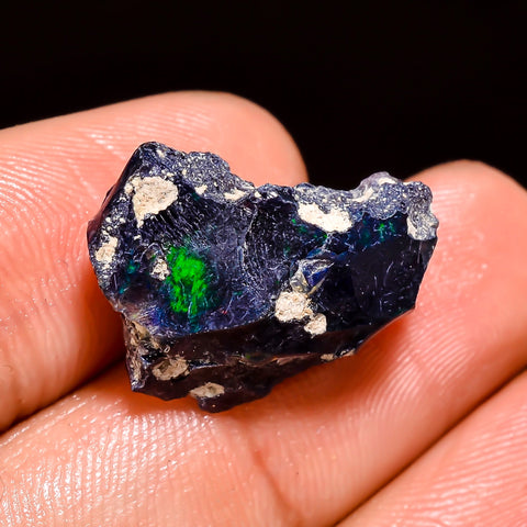 Exclusive Top Grade Quality 100% Natural Welo Fire Black Ethiopian Opal Rough Loose Gemstone For Making Jewelry 19X14X9 MM 8.5 Cts. KR05-7 Sunkarton