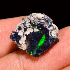 Excellent Top Grade Quality 100% Natural Welo Fire Black Ethiopian Opal Rough Loose Gemstone For Making Jewelry 16X14X10 MM 8 Cts. KR05-81 Sunkarton