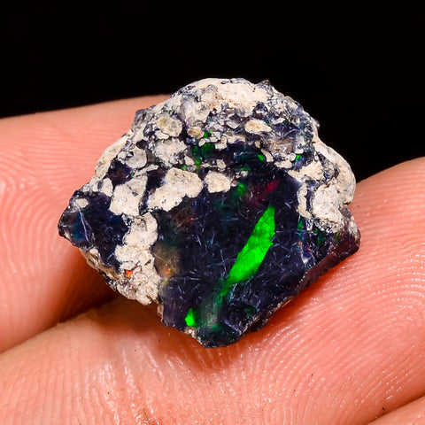 Excellent Top Grade Quality 100% Natural Welo Fire Black Ethiopian Opal Rough Loose Gemstone For Making Jewelry 16X14X10 MM 8 Cts. KR05-81 Sunkarton