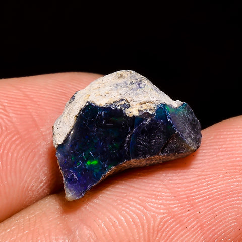 Elegant Top Grade Quality 100% Natural Welo Fire Black Ethiopian Opal Rough Loose Gemstone For Making Jewelry 15X10X9 MM 5.5 Cts. KR05-83 Sunkarton