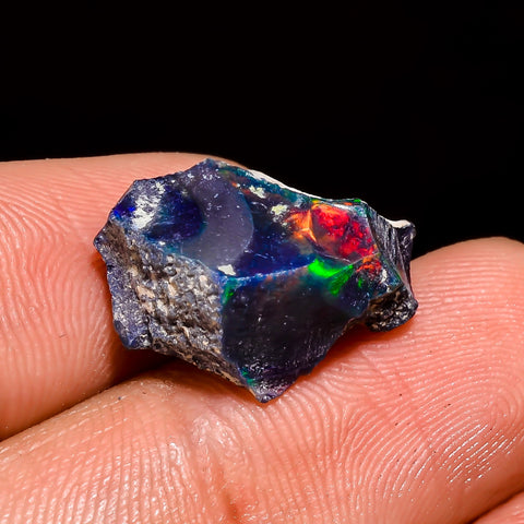 Fabulous Top Grade Quality 100% Natural Welo Fire Black Ethiopian Opal Rough Loose Gemstone For Making Jewelry 17X12X7 MM 6 Cts. KR05-84 Sunkarton