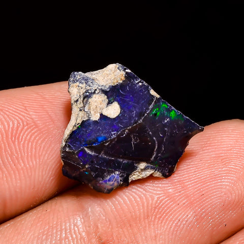 Gorgeous Top Grade Quality 100% Natural Welo Fire Black Ethiopian Opal Rough Loose Gemstone For Making Jewelry 16X14X9 MM 6.5 Cts. KR05-86 Sunkarton