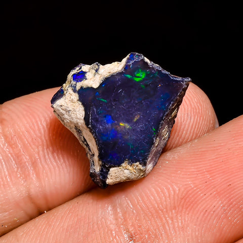 Gorgeous Top Grade Quality 100% Natural Welo Fire Black Ethiopian Opal Rough Loose Gemstone For Making Jewelry 16X14X9 MM 6.5 Cts. KR05-86 Sunkarton