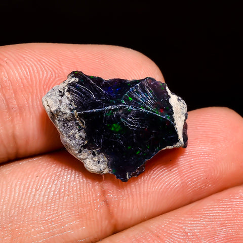 Outstanding A One Quality 100% Natural Welo Fire Black Ethiopian Opal Rough Loose Gemstone For Making Jewelry 22X14X7 MM 6.5 Cts. KR05-91 Sunkarton