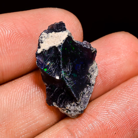 Outstanding A One Quality 100% Natural Welo Fire Black Ethiopian Opal Rough Loose Gemstone For Making Jewelry 22X14X7 MM 6.5 Cts. KR05-91 Sunkarton