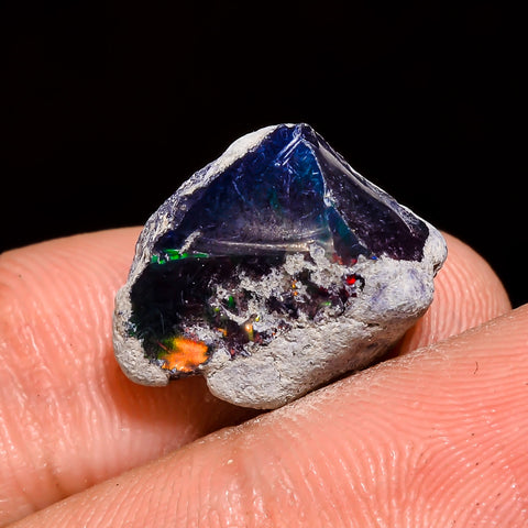 Splendid Top Grade Quality 100% Natural Welo Fire Black Ethiopian Opal Rough Loose Gemstone For Making Jewelry 16X13X10 MM 7 Cts. KR05-92 Sunkarton