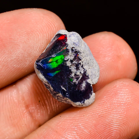 Splendid Top Grade Quality 100% Natural Welo Fire Black Ethiopian Opal Rough Loose Gemstone For Making Jewelry 16X13X10 MM 7 Cts. KR05-92 Sunkarton