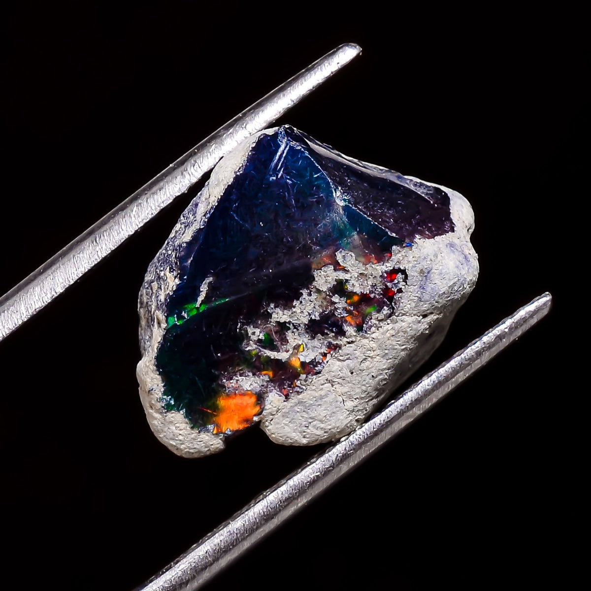 Splendid Top Grade Quality 100% Natural Welo Fire Black Ethiopian Opal Rough Loose Gemstone For Making Jewelry 16X13X10 MM 7 Cts. KR05-92 Sunkarton