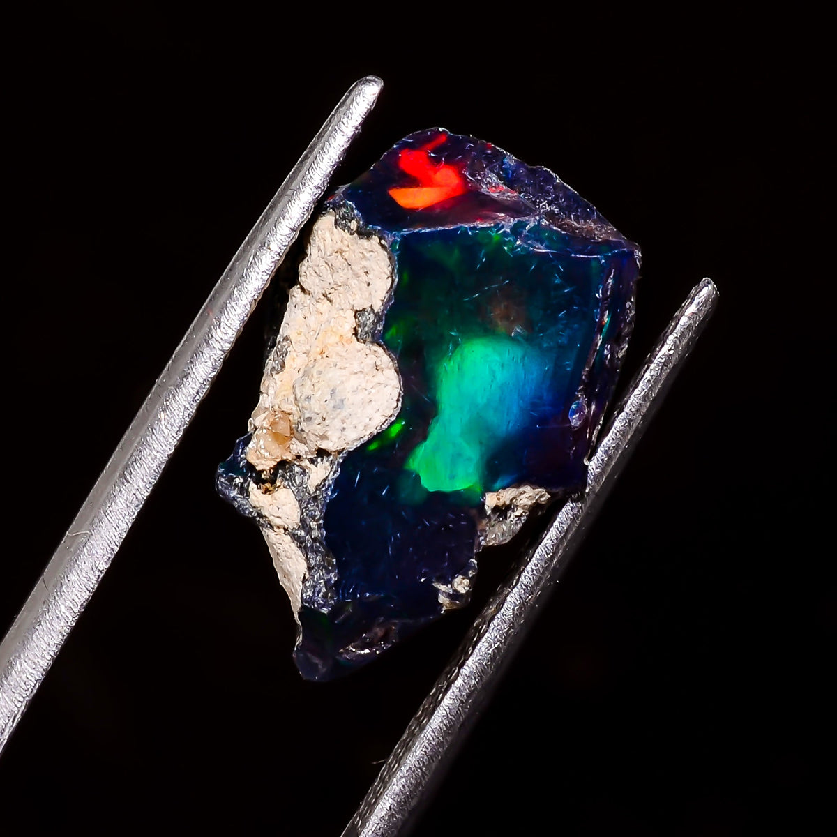 Superb Top Grade Quality 100% Natural Welo Fire Black Ethiopian Opal Rough Loose Gemstone For Making Jewelry 16X11X9 MM 6 Cts. KR05-93 Sunkarton