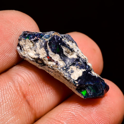 Tempting Top Grade Quality 100% Natural Welo Fire Black Ethiopian Opal Rough Loose Gemstone For Making Jewelry 24X9X8 MM 8 Cts. KR05-96 Sunkarton