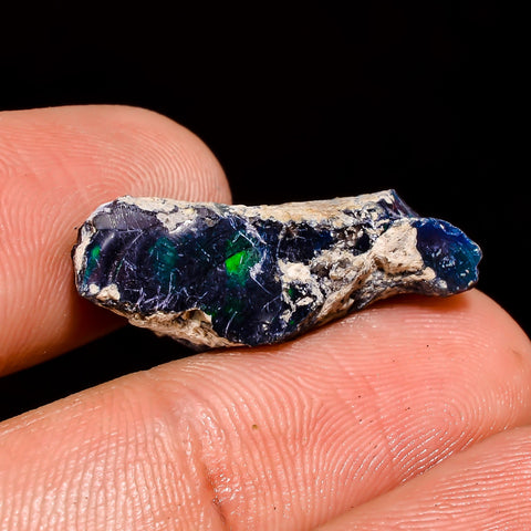 Tempting Top Grade Quality 100% Natural Welo Fire Black Ethiopian Opal Rough Loose Gemstone For Making Jewelry 24X9X8 MM 8 Cts. KR05-96 Sunkarton