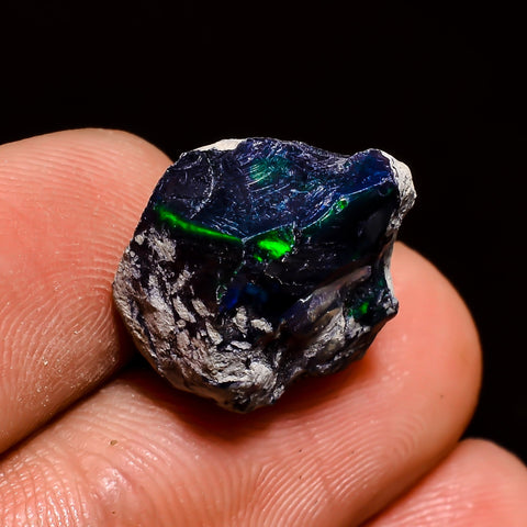 Unique Top Grade Quality 100% Natural Welo Fire Black Ethiopian Opal Rough Loose Gemstone For Making Jewelry 16X14X9 MM 8.5 Cts. KR05-98 Sunkarton