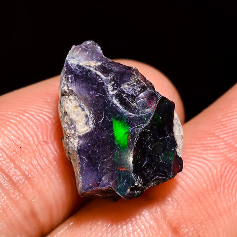 Fabulous Top Grade Quality 100% Natural Welo Fire Black Ethiopian Opal Rough Loose Gemstone For Making Jewelry 16X12X10 MM 7 Cts. KR05-9 Sunkarton
